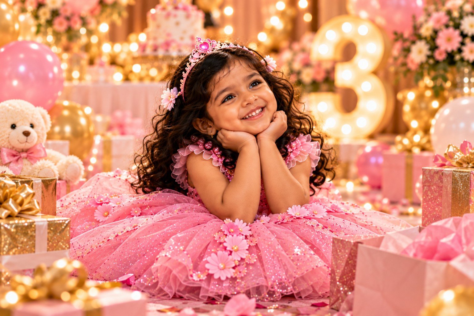 Birthday girl smiling at the end of her celebration