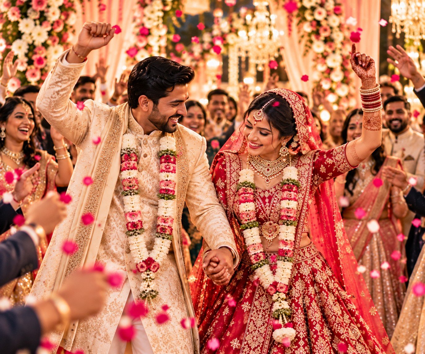 Wedding couple enjoying their celebration
