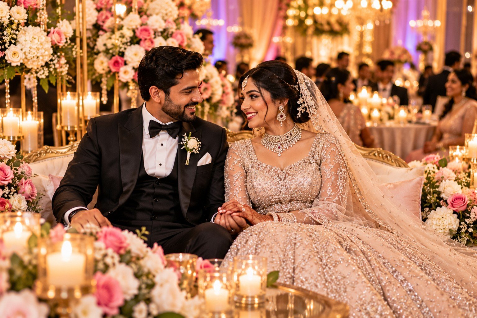Bride and groom during their reception