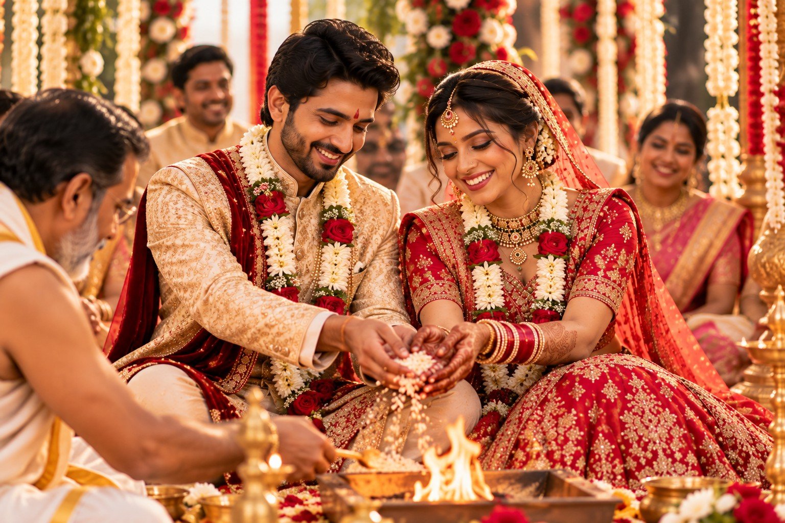 Bride and groom during their wedding ceremony
