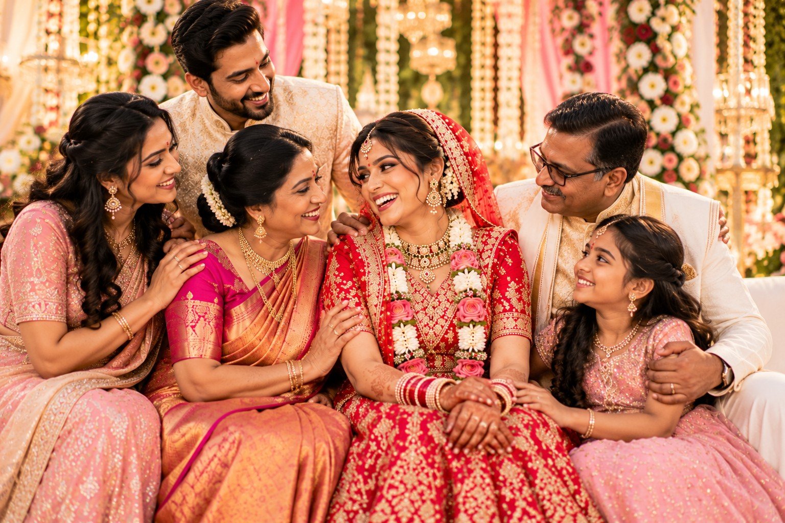 Bride with her family