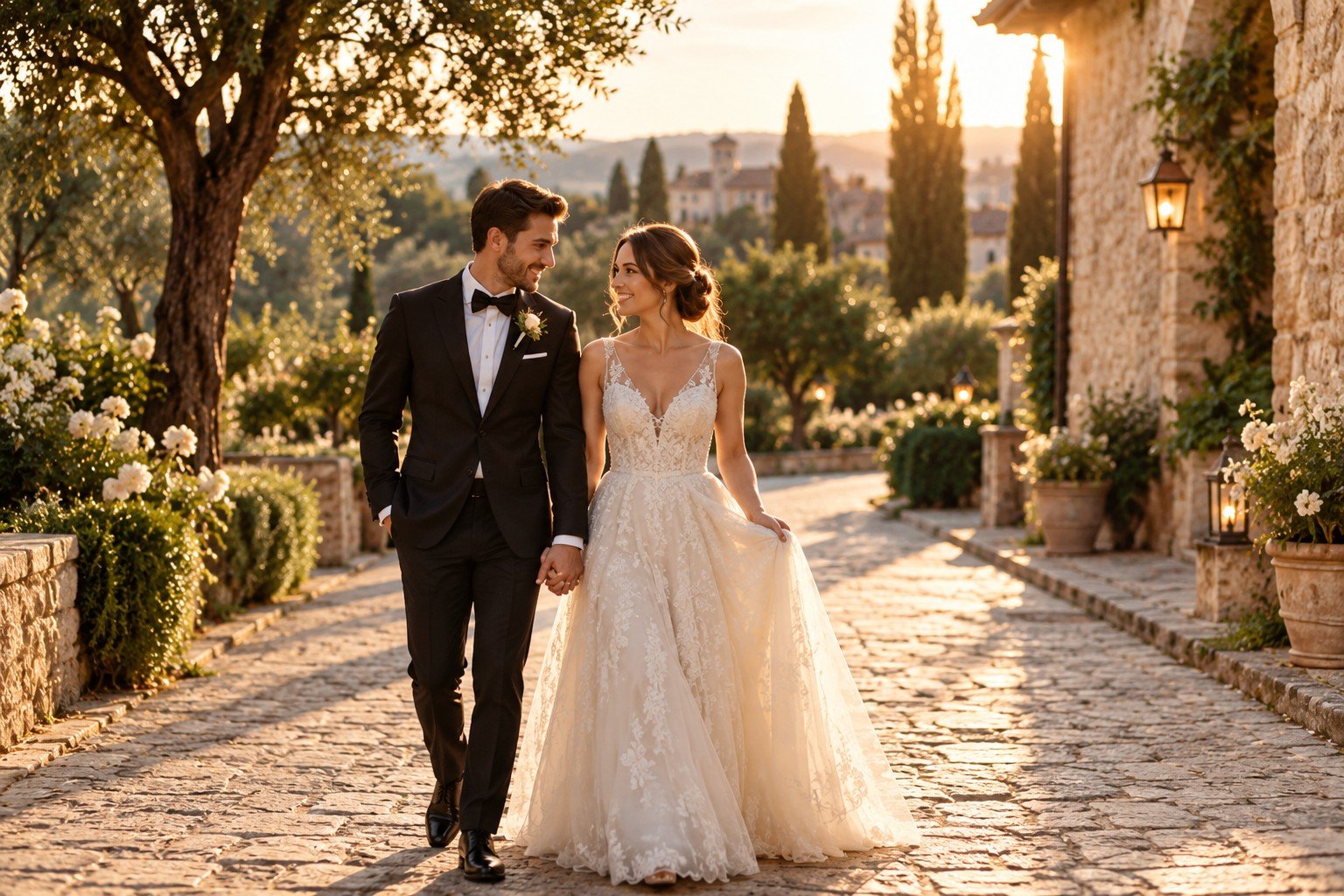 Emily and James walking together