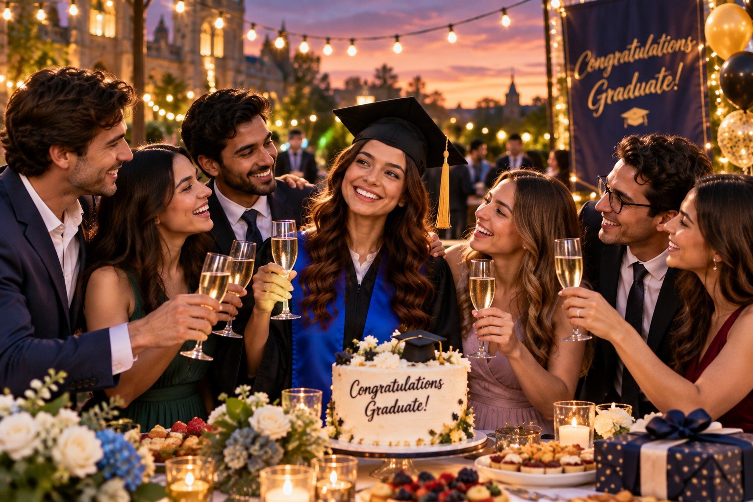 Evening graduation celebration