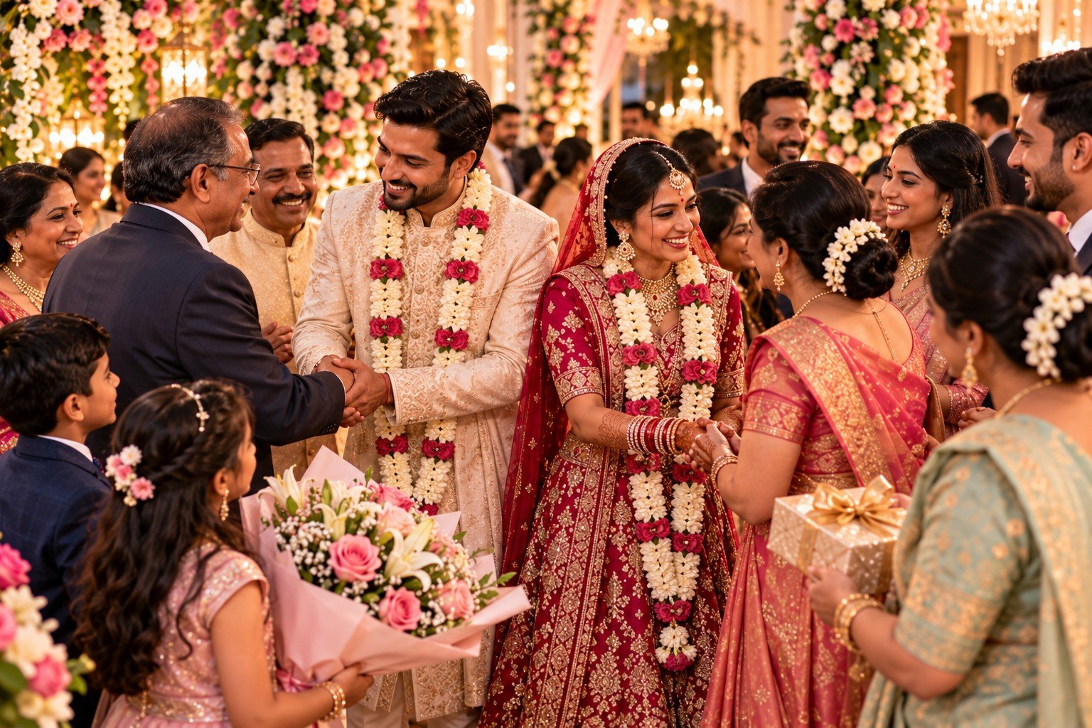 Family and friends sharing wedding wishes