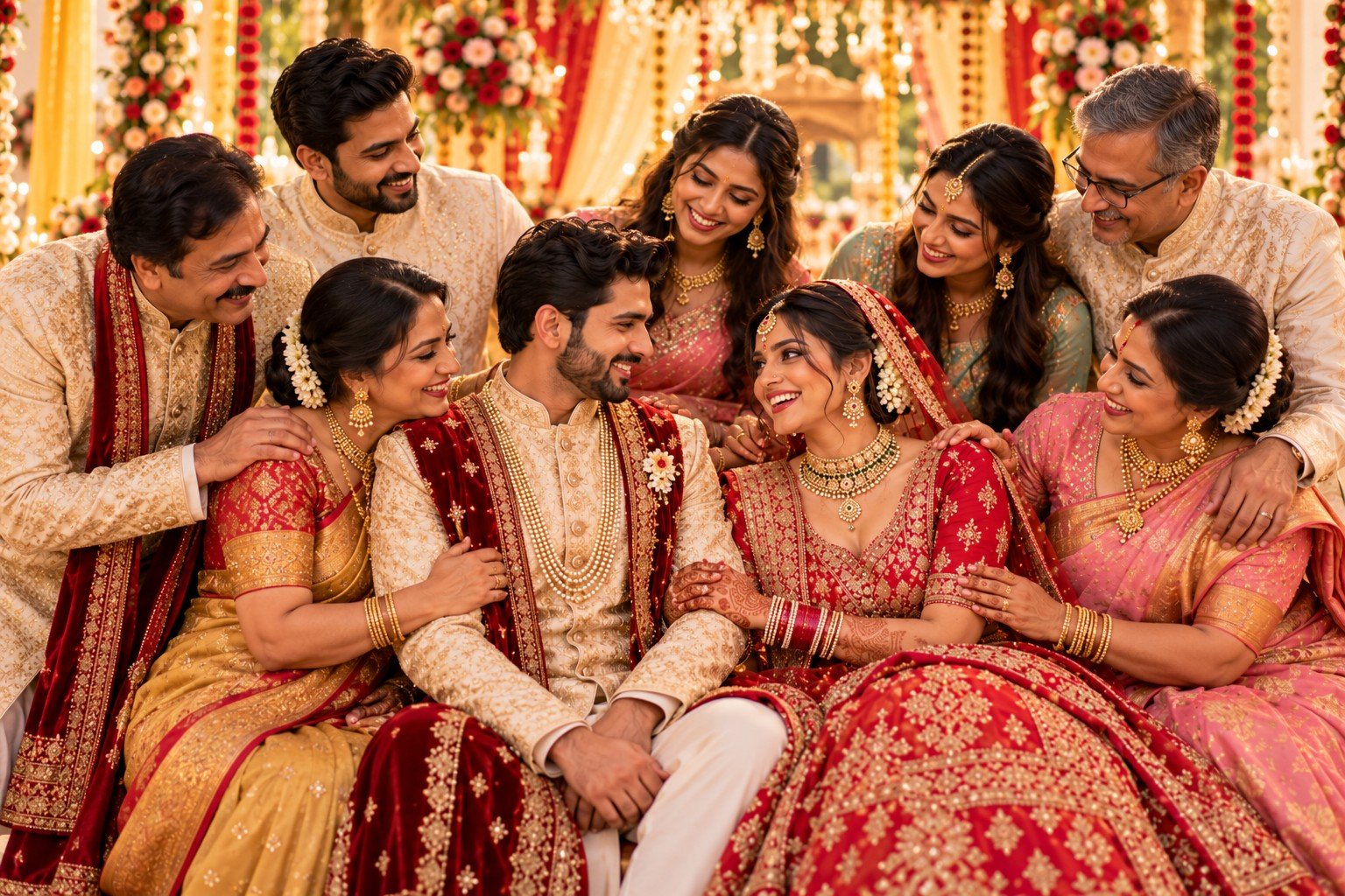 Family celebrating the wedding festivities