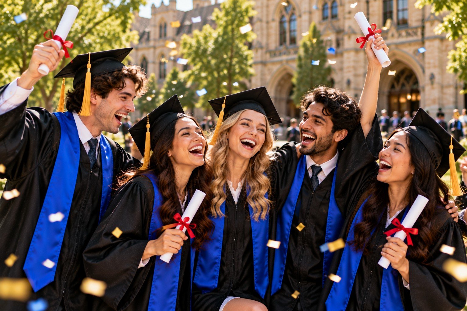Friends celebrating graduation