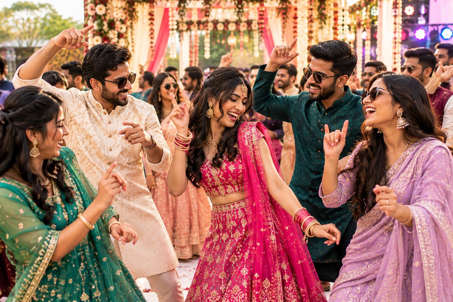 Friends dancing at the wedding