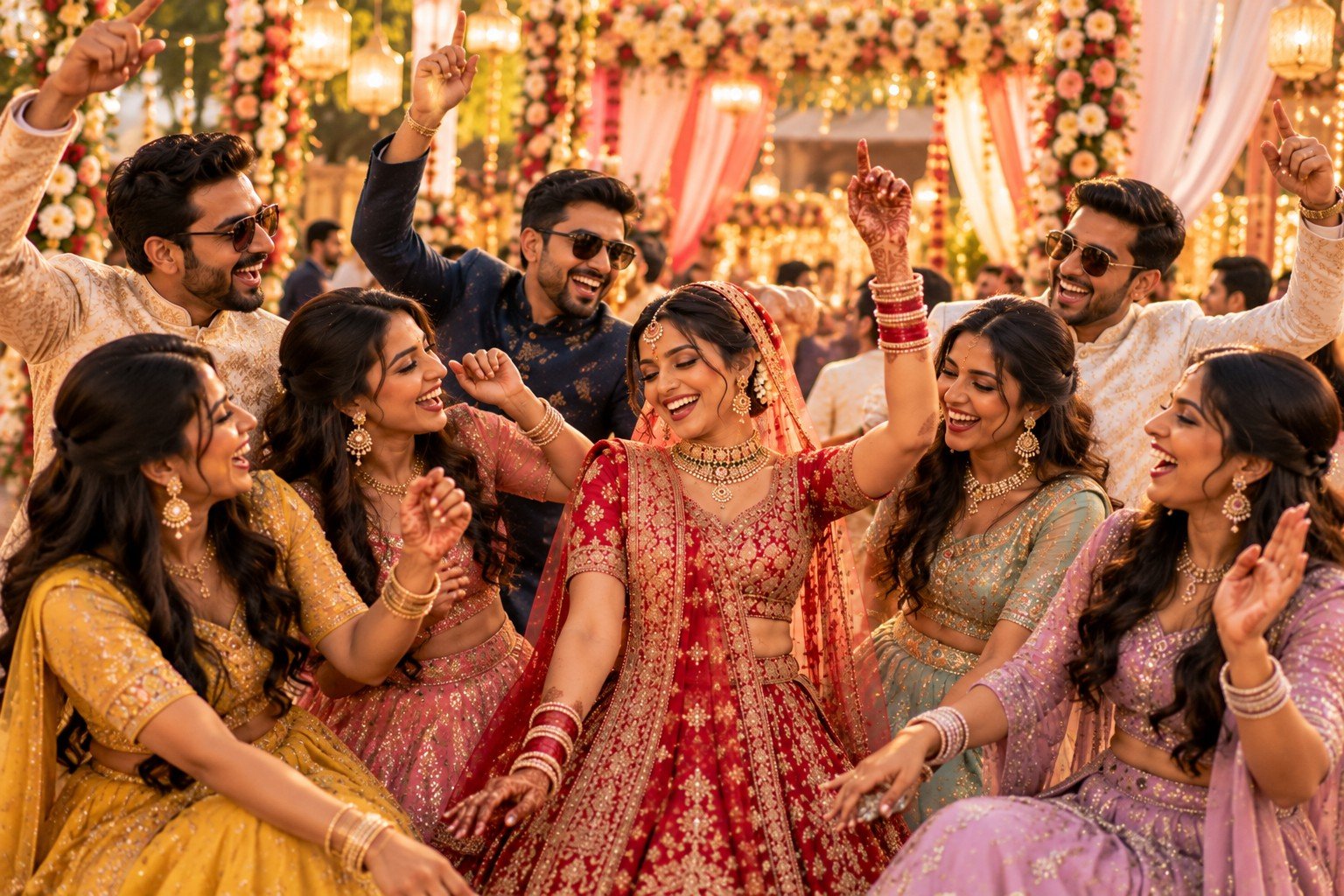 Friends enjoying the wedding celebration