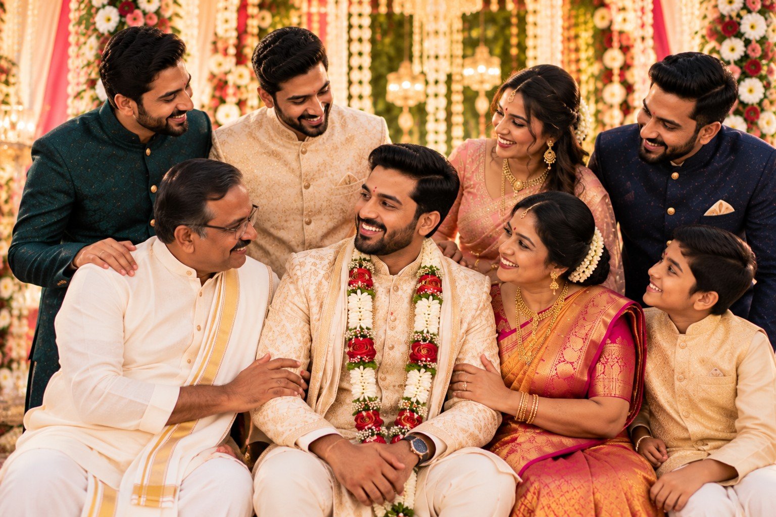 Groom with his family