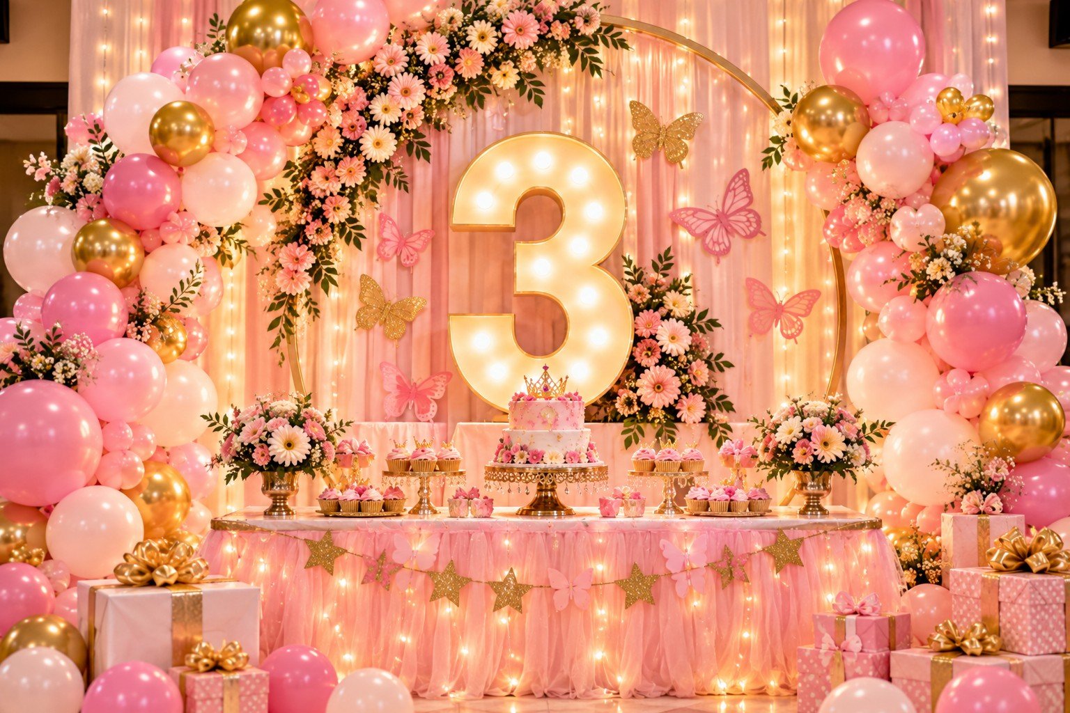 Three birthday decoration
