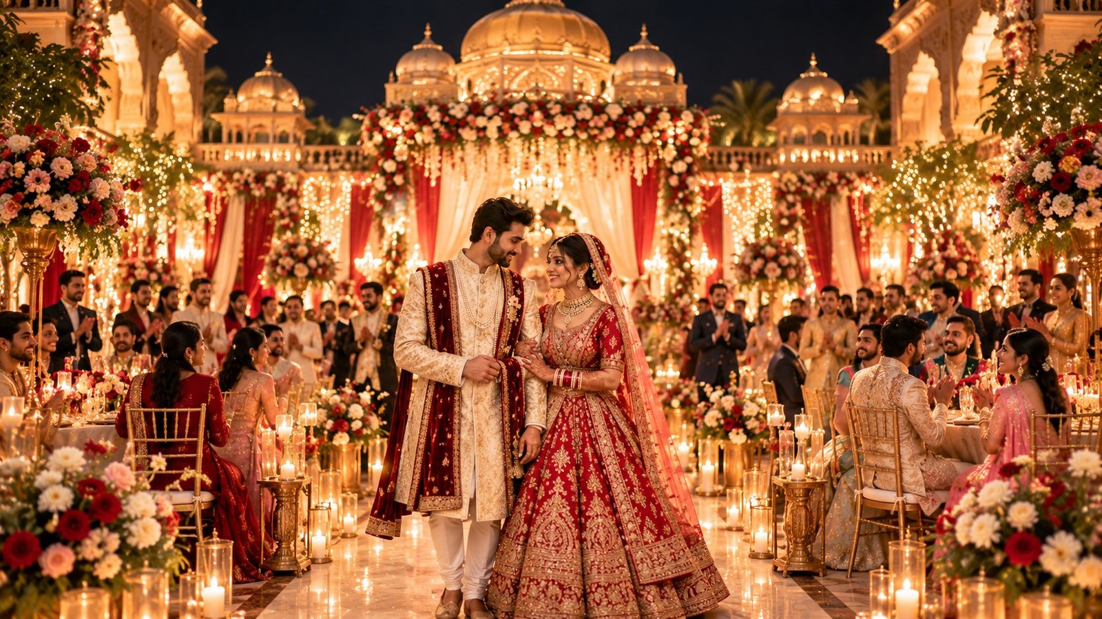 Wedding celebration at a beautifully decorated venue