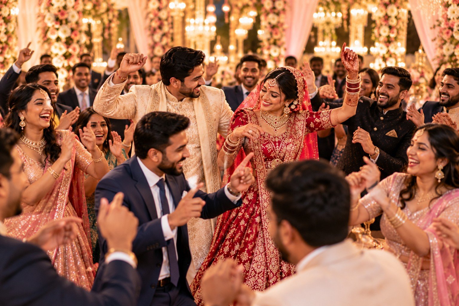 Wedding guests enjoying the celebration
