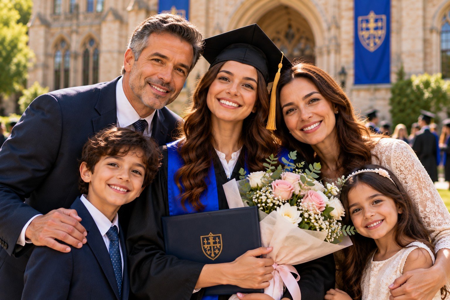 Family graduation photograph